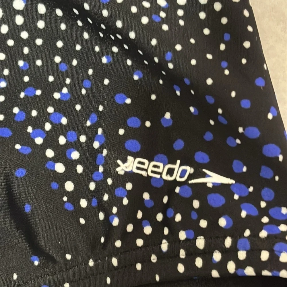 Speedo Black and Blue One Piece Swimsuit with Racerback